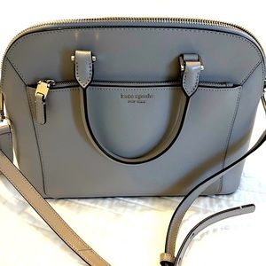 Kate Spade Louise medium dome satchel in gray saffiano leather